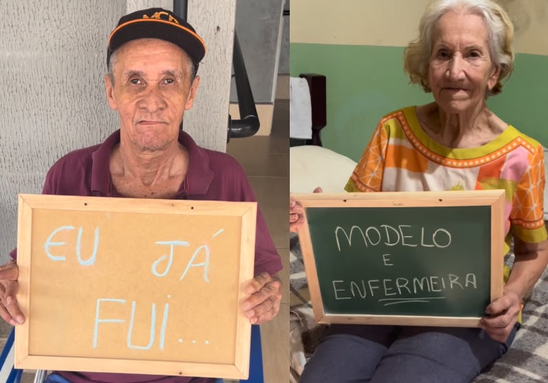 Os idosos moradores do Lar Vicente Marques de Queiroz, em Aparecida do Taboado (MS), gravaram a trend "eu ja fui' e revelaram as antigas profissões deles. - Foto: Reprodução/Instagram/ @larvicentemarquesdequeiroz