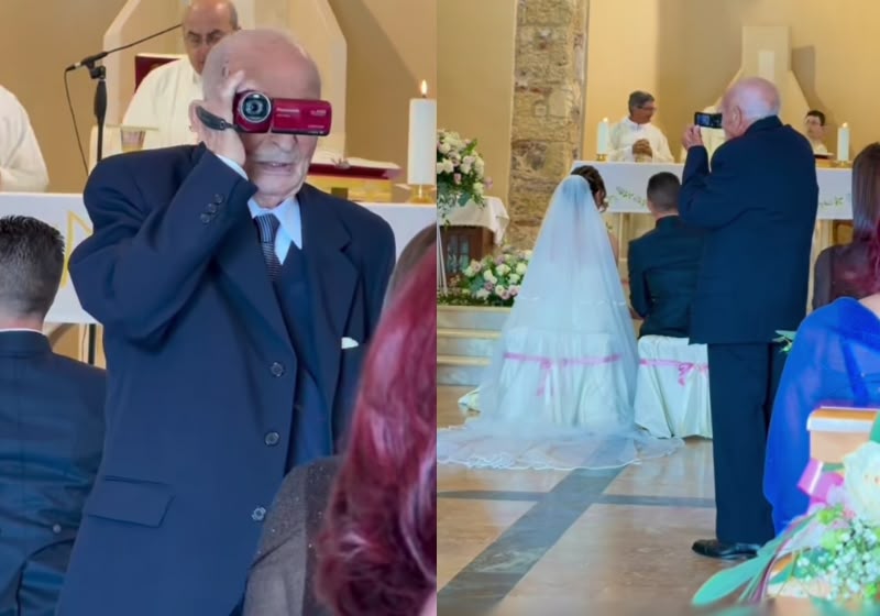 Nonno Vittorio, de 99 anos, assumiu a câmera durante um casamento em família e conquistou as redes sociais. - Foto: Reprodução/Instagram @nonna_wisdom