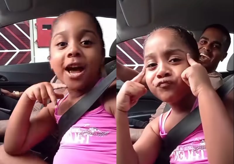 Michell Silva e a filha, Isis, viralizaram cantando juntos a música Homem Aranha, de Jorge Vercillo dentro do carro. - Foto: Reprodução/Instagram / @0michellss
