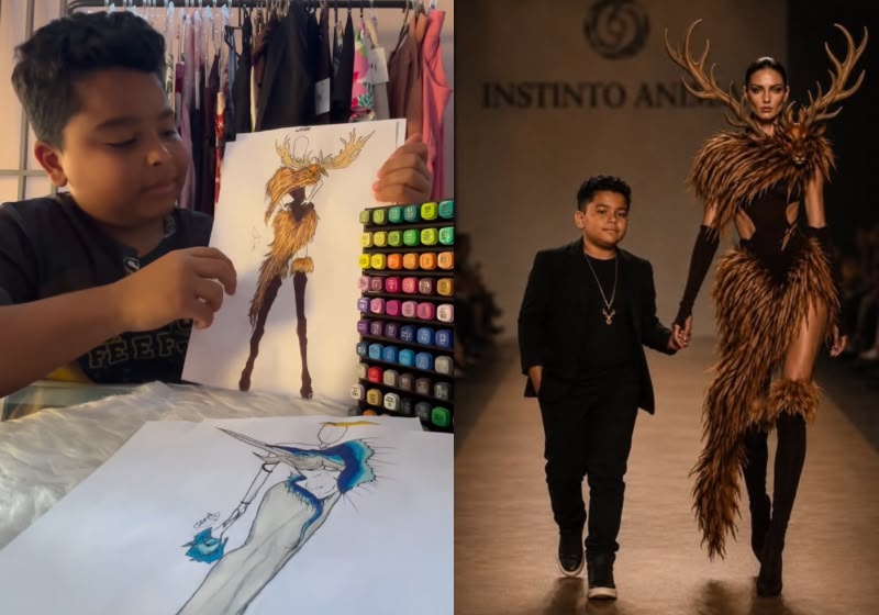 Davi, de TO, viralizou ao apresentar uma coleção de croquis inspirada em animais da fauna brasileira e ganhou apoio de gigantes como Mercado Livre e Steal The Look. - Foto: Reprodução/Instagram @artelucca2026