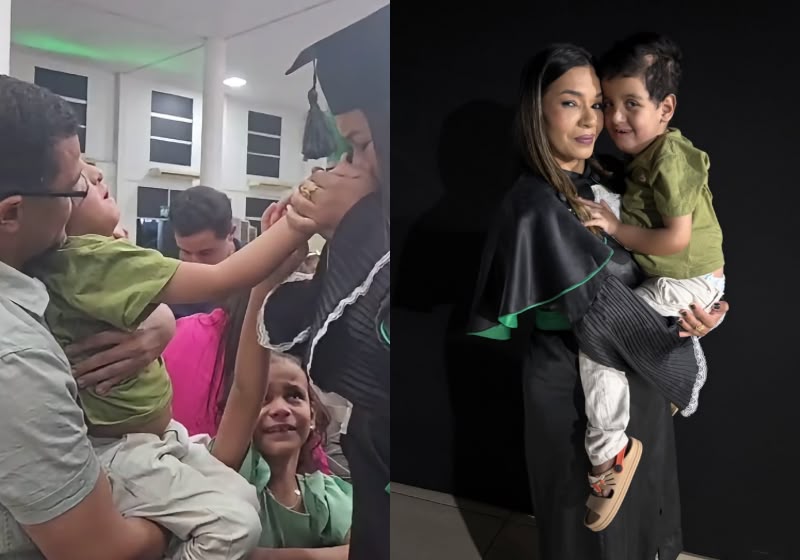 Jéssica Viana dedica a formatura em Fisioterapia ao filho Matias, de 6 anos, que tem AME, em Gurupi, TO - Foto: Reprodução/Instagram/ Jéssica Viana