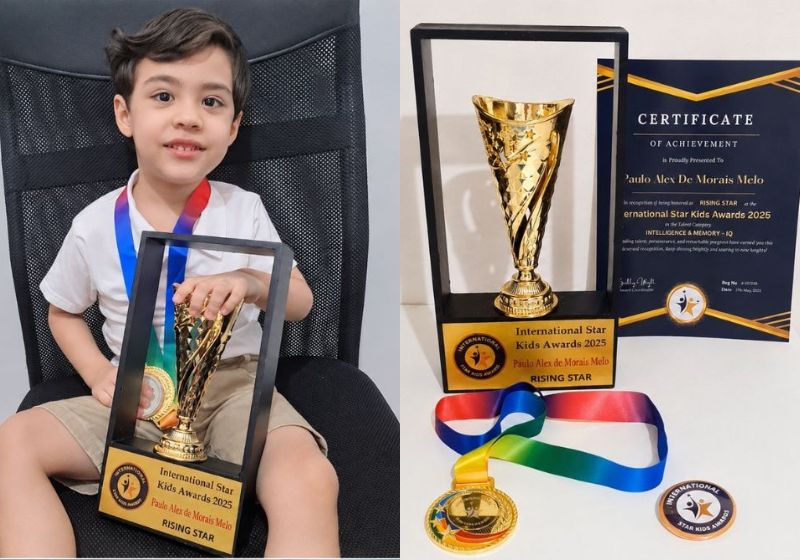 O menino Paulo Alex Melo, do Ceará, de 3 anos, ganhou prêmio internacional por inteligência e memória. - Fotos: Arquivo Pessoal