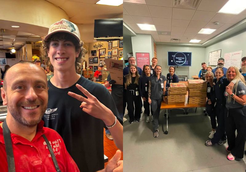 Depois do trote, o dono da pizzaria mandou as 18 pizzas para funcionários de um pronto-socorro, que ficaram felizes pela gentileza - Fotos: L'Osteria Mondello/ Facebook