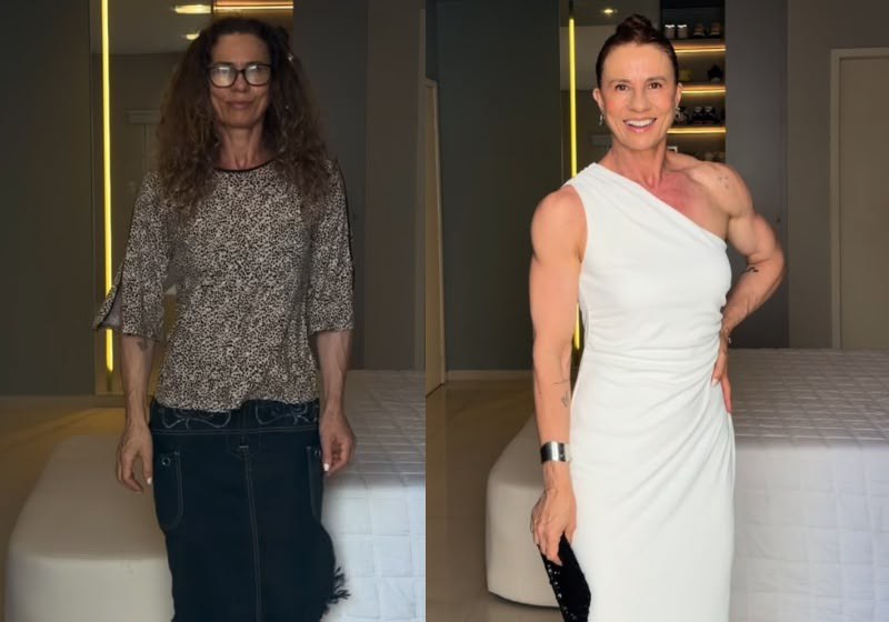 Maria Moya, de 60 anos, dança em três looks completamente diferentes e surpreende ao revelar as costas musculosas. - Foto: Reprodução/Instagram/@mcfmoya