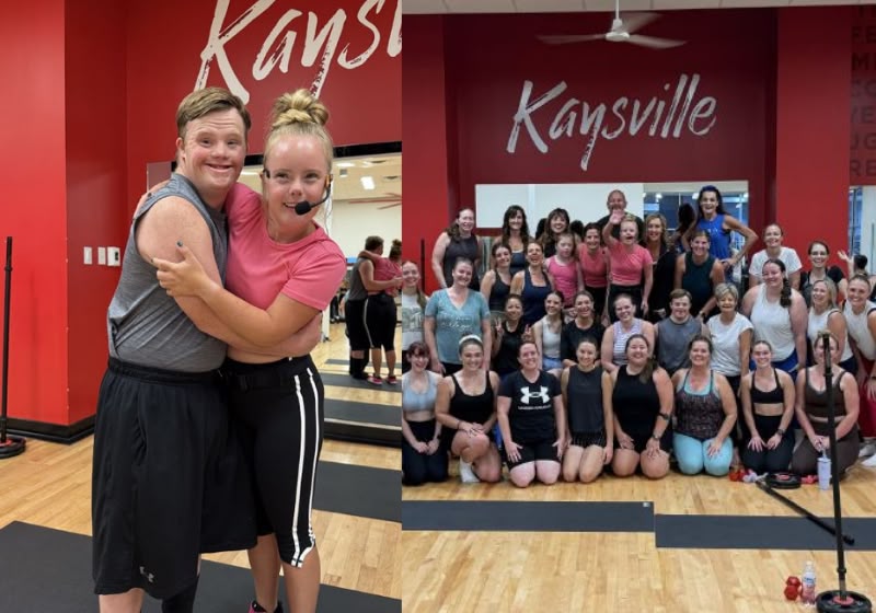 Aubry Alldredge, de 22 anos, se tornou a primeira pessoa com síndrome de Down certificada como instrutora de UpBeat Barre e reuniu mais de 60 pessoas em sua primeira aula. - Foto: Cindy Alldredge/Reprodução/ Good News Network