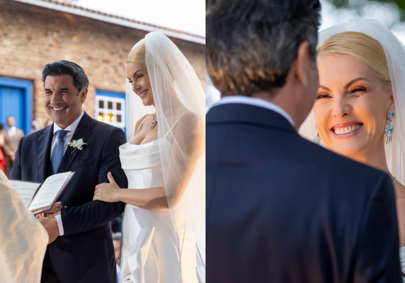 Ana Hickmann e Edu Guedes cortam o bolo durante a festa de casamento realizada neste sábado (12), em Araras (SP). - Fotos: reprodução/ Instagram/ @teamanaedu