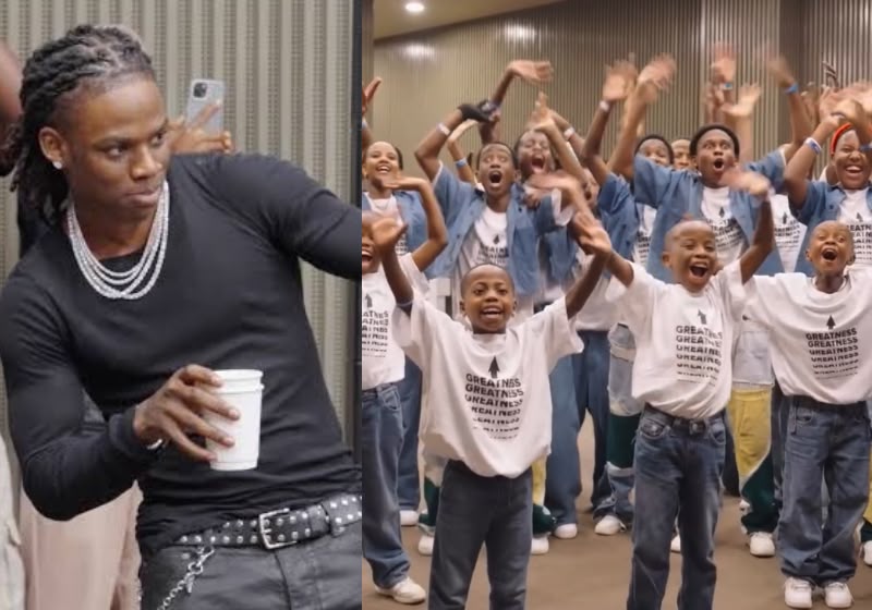 Rema acompanhou de perto a apresentação de “Calm Down” preparada pelas crianças da Sherrie Silver Foundation, em Ruanda. - Foto: Reprodução/Instagram @sherriesilver