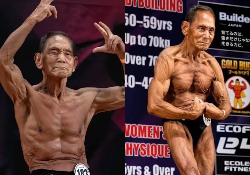Toshisuke Kanazawa conquistou o campeonato de fisiculturismo um dia depois de completar 90 anos. - Foto: Reprodução/VITUP!