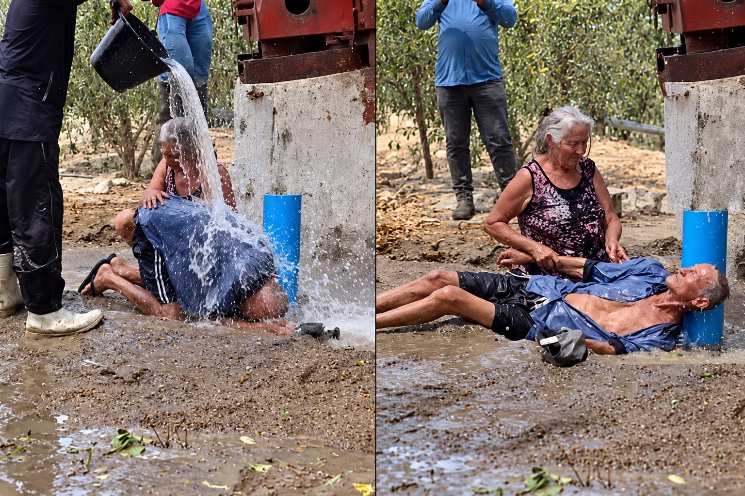 Casal de idosos encontra água em poço no Sertão. Foto: Reprodução/Instagram/@rayane_vieira09