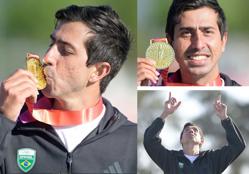 Caio Bonfim comemora ouro na marcha atlética dos Jogos Sul-Americanos, na Argentina. - Foto: Reprodução / Instagram / @timebrasil