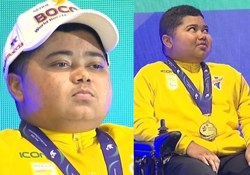 O brasileiro José Antônio Santos, de 19 anos, conquistou o ouro no Mundial de Bocha Paralímpica, em Seul. Fotos: CPB/ Instagram/ @antonio_bc4