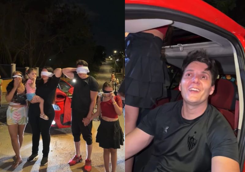 O motoboy Vinícius Martins de Paulo foi surpreendido pela Tropa do Bem com um carro e uma moto depois de arriscar a própria vida para salvar uma menina de um ataque de abelhas em Ibirité, na Grande BH. - Fotos: reprodução/ Instagram/ @motoviny