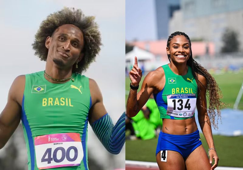Os brasileiros brilharam nos Jogos Sul-Americanos. Alison venceu os 400 metros rasos e Vitória faturou o ouro nos 100 metros com barreiras. - Fotos: reprodução/ Instagram/ @alisonsantos01_ @avitoriasena
