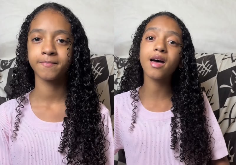Safira Emanuele apareceu cantando “Meu Barquinho” nas redes depois de se recuperar de mais de 100 picadas de abelha. Foto: Reprodução/Instagram/@saffira_emanuele_11