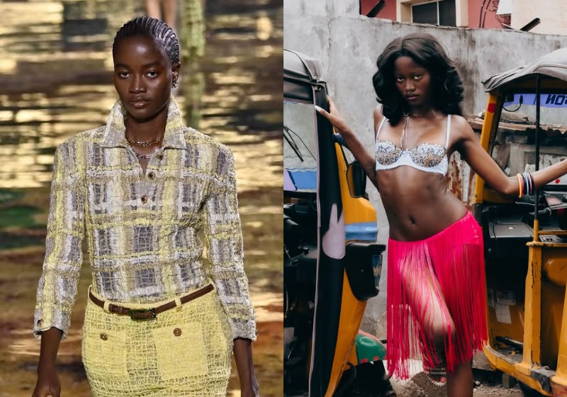Rachel Ojuromi, de 22 anos, estreou na passarela da Chanel após viralizar com desfiles improvisados pelas ruas de Lagos, na Nigéria. Foto: Reprodução/Instagram/@giverachelashot