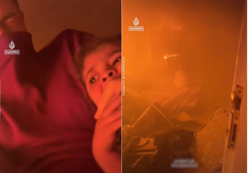 Jornalista Ali Aljafarawi resgatou Mariam, de 3 anos, de um apartamento em chamas após ataque aéreo na Cidade de Gaza. Foto: Reprodução/ Instagram / Ali Aljafarawi.