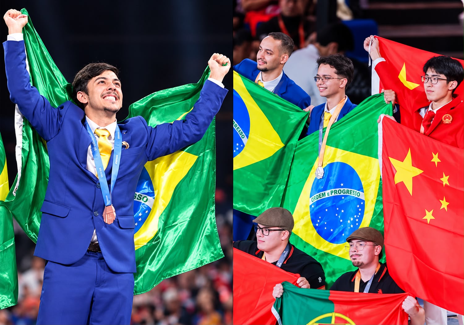 Delegação brasileira conquistou o segundo lugar na classificação geral por pontos da WorldSkills Shanghai 2026, na China. O país ganhou oito medalhas e outras 29 medalhas de excelência. Foto: Reprodução / Instagram / @worldskills