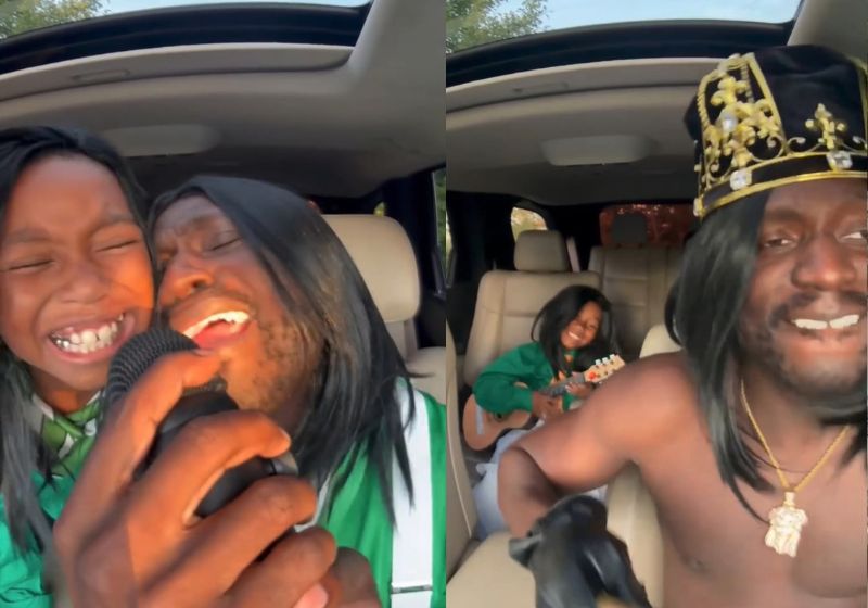 Fantasiados, eles cantam “Hey Ya!”, do Outkast, dentro do carro em vídeo que já foi visto 17 milhões de vezes nas redes. - Foto: Reprodução/Instagram/@cousinskeether