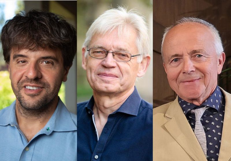 Karl Deisseroth, Peter Hegemann e Georg Nagel, o trio que venceu o Prêmio Nobel de Medicina 2026. - Fotos: Stanford University / Humboldt-Universität zu Berlin / Rudi Merkl / Universität Würzburg