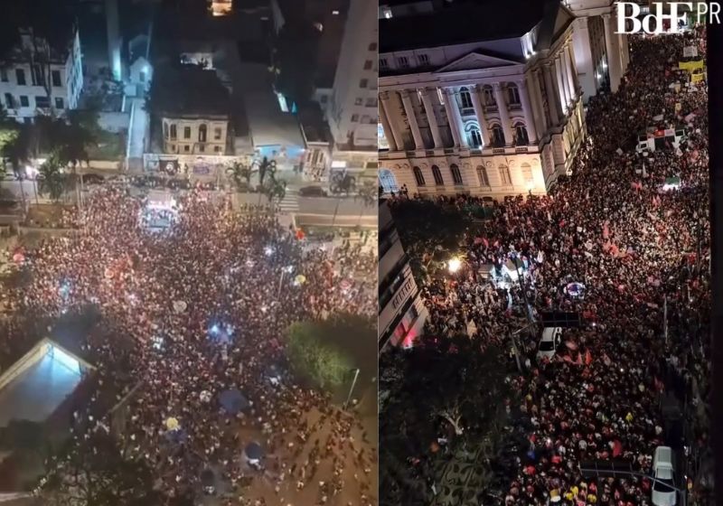 Houve manifestações de estudantes em universidades, praças e avenidas de todas as regiões do Brasil em apoio à reeleição do presidente Lula. Em Curitiba (PR) mais de 50 mil pessoas foram às ruas. - Fotos: reprodução Instagram/ BDFPR