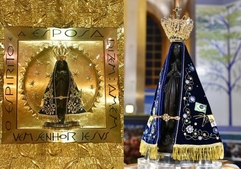 Nossa Senhora Aparecida, a Padroeira do Brasil é celebrada neste 12 de outubro com missas e procissão na Basílica, no interior de São Paulo, após polêmica política sobre o título da santa.- Foto: reprodução/ A12.com/ Instagram/ @padroeira