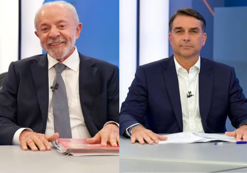 O debate da Band com Lula e Flávio Bolsonaro hoje, às 20h, será o primeiro encontro dos presidenciáveis frente a frente no segundo turno. Serão três blocos, com perguntas e confronto direto. - Fotos: reprodução/ TV Globo