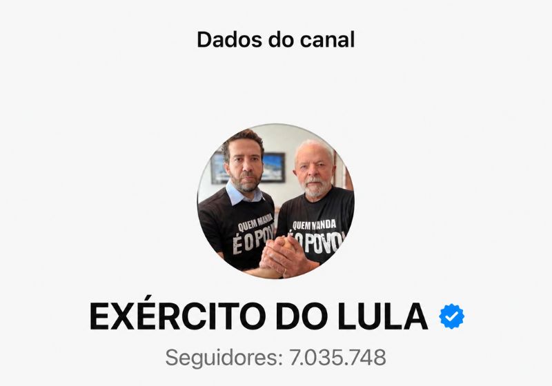 Exército do Lula passa de 7 milhões de seguidores no WhatsApp após mobilização comandada pelo deputado André Janones. Levantamentos apontam crescimento expressivo da esquerda nas redes sociais.- Foto: reprodução/ WhatsApp/ Exército do Lula