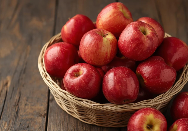 Rica em fibras e antioxidantes, a maçã pode contribuir para a saúde do coração, do intestino e para o controle do colesterol. Foto: Reprodução / Canva